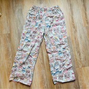 Anthropologie Multicolor Owl Print Pajama Bottoms Med GUC
